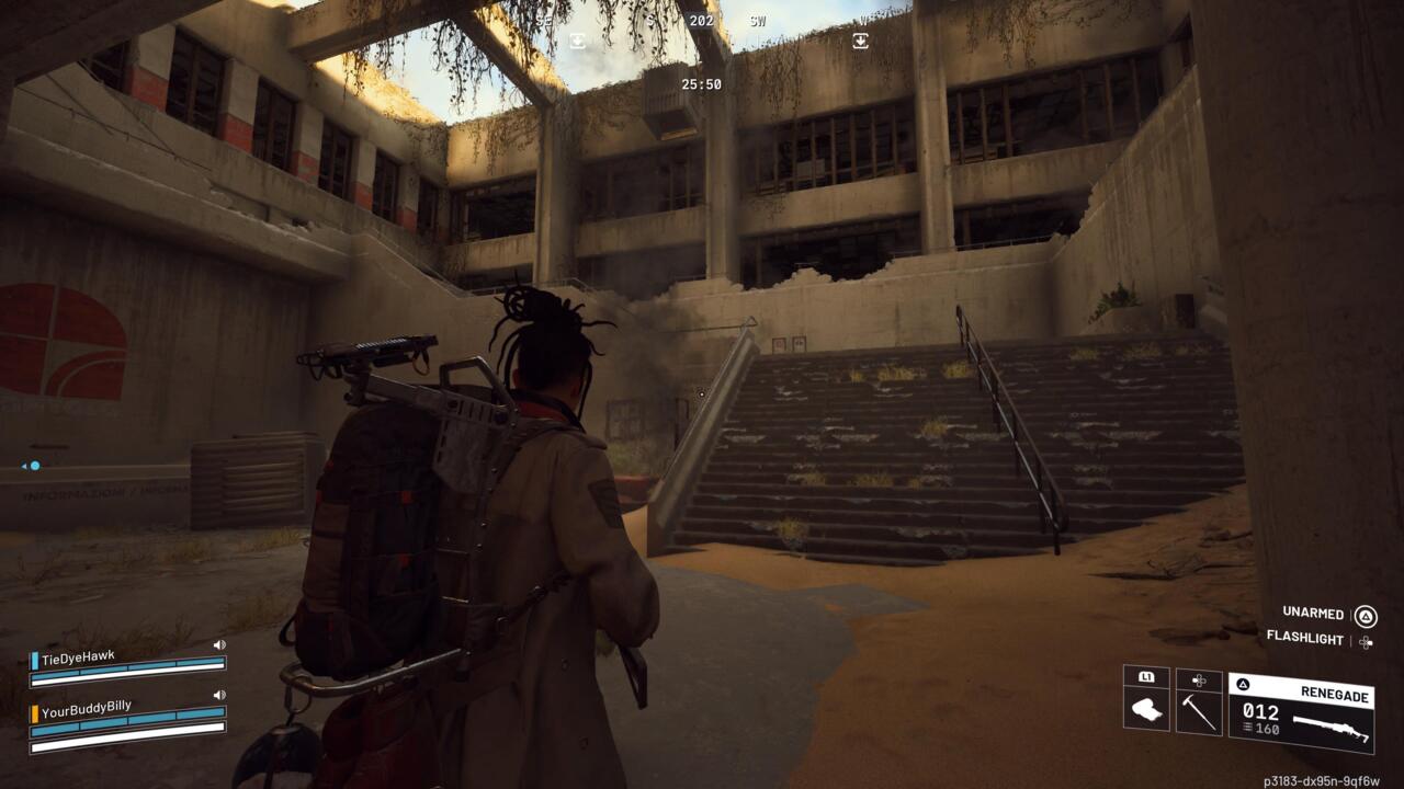 Take the stairs up and around to the next floor.